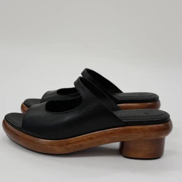 Beklina Low Sedia Clog Black Leather Size 8 - Picture 2 of 6